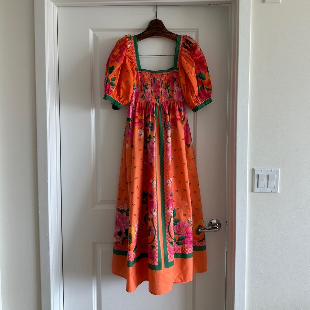 FARM Rio Orange Floral Midi Dress - Picture 11 of 12
